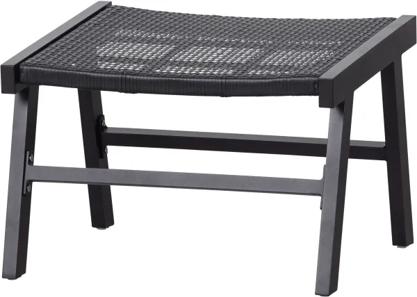 WOOOD EXCLUSIVE Puk Fußhocker, für den Innen- und Außenbereich - schwarzes Polyethylen und Aluminium (57x54)