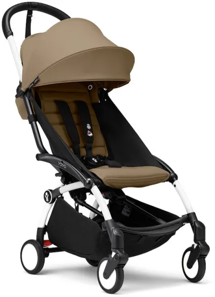 YOYO³ Kinderwagen - Toffee auf weißem Rahmen