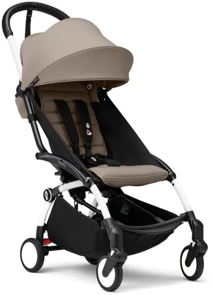 YOYO³ Kinderwagen - Taupe auf weißem Rahmen